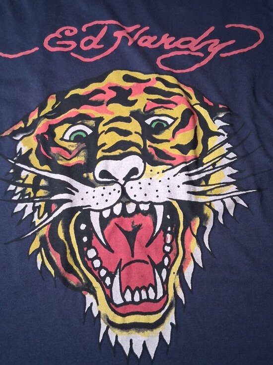Ed Hardy Other - Ed Hardy T Shirt Men Navy Blue Tiger Face Graphic Y2K Retro Short Sleeve